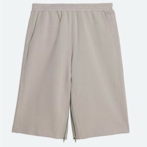 Helmut Lang Gusset Shorts Men’s Size L Tan Cotton Terry Zip Inseam Relaxed